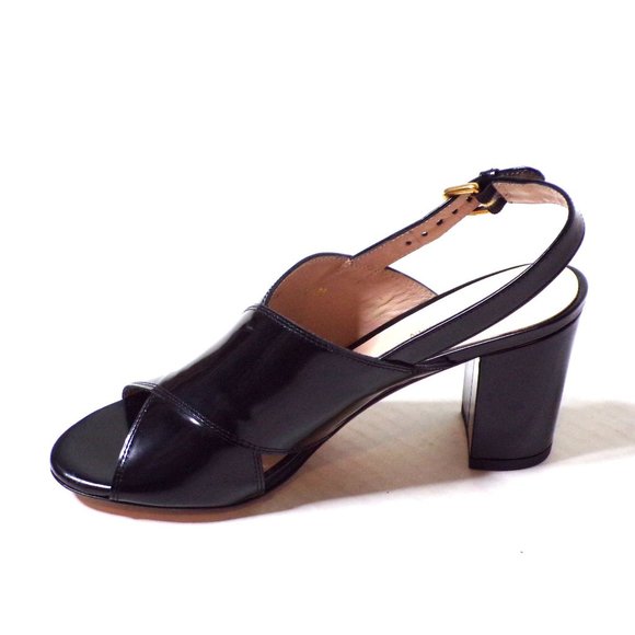 🆕 STUART WEITZMAN Cross Vamp Block Heel Sandal Shoes Black 6.5 - Picture 2 of 7